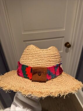 Straw Hat with Colorful Woven Band